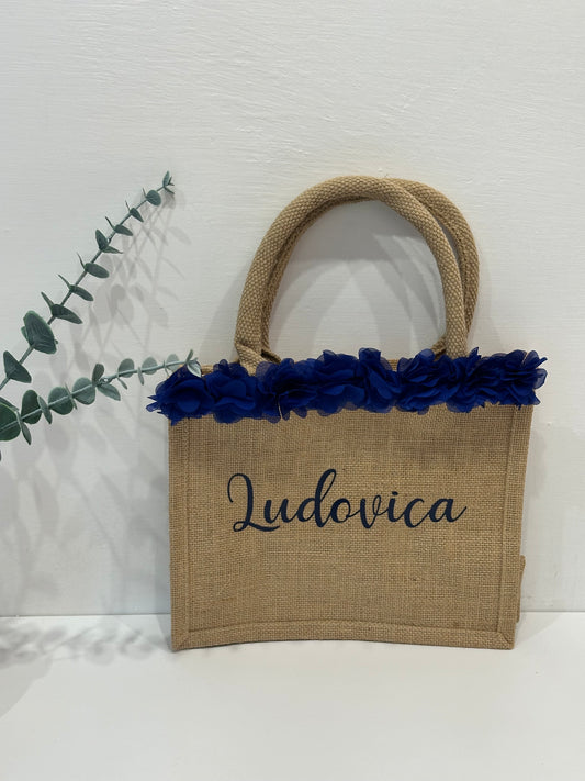 Borse mare in juta con fiori