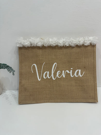 Borse mare in juta con fiori