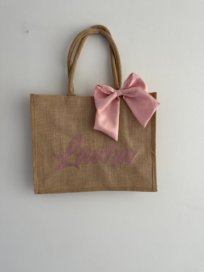 Borse mare in juta con fiocco